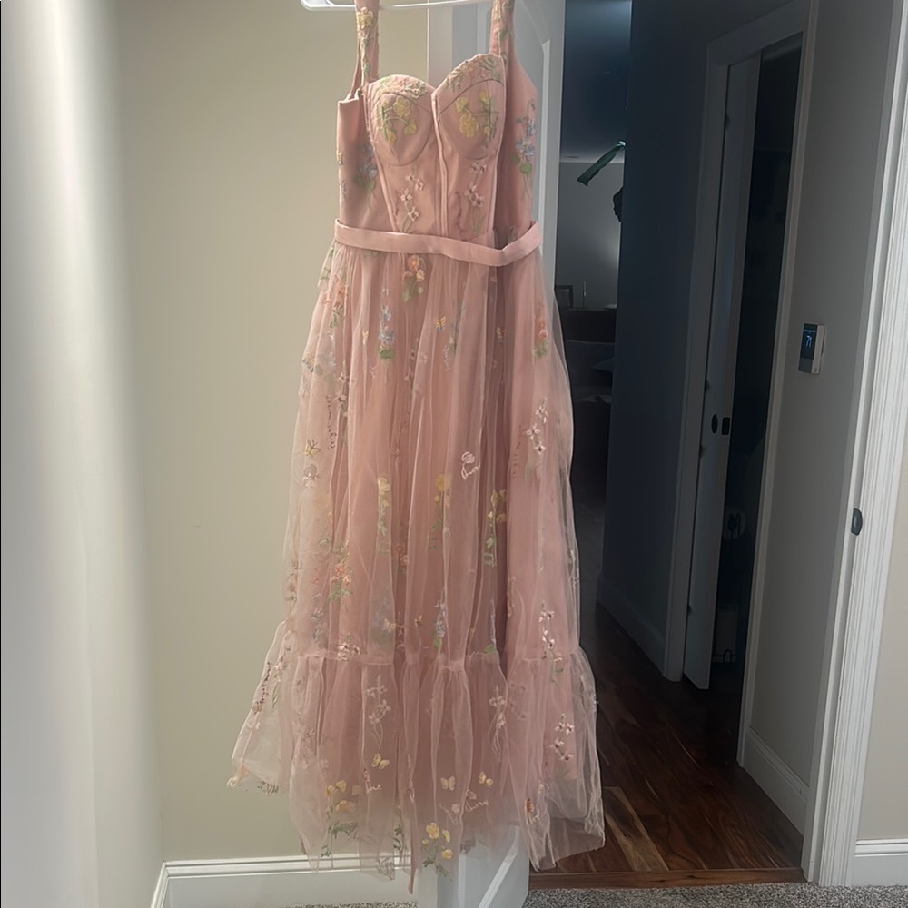 Floral Embroidered Pink mother of the groom Dress